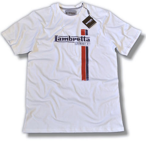 Lambretta Distress Twin Stripe T Shirt Cream Stone  Preview